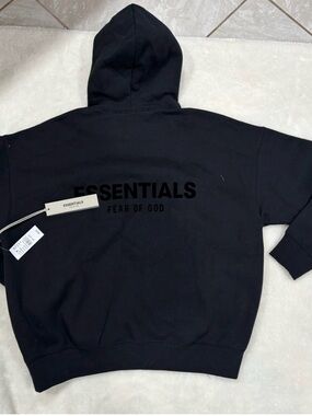 Essentials Black Back Logo Hooded Sweatshirt stretch, limo